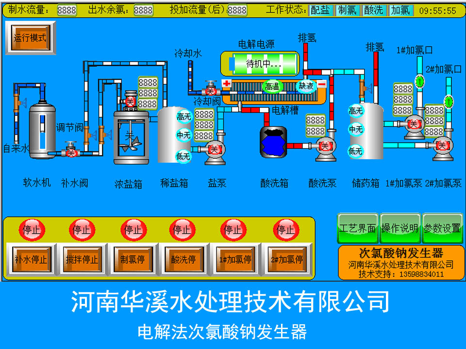 电解法次氯酸钠发生器触摸屏工艺图画面程序